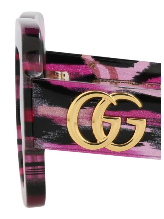 Gucci Black Pink Square Frame Acetate Designer Sunglasses SRP: $545 main image 4